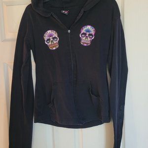 Lucky 13 Cotton Zip Hoodie Sugar Skulls Size 2X